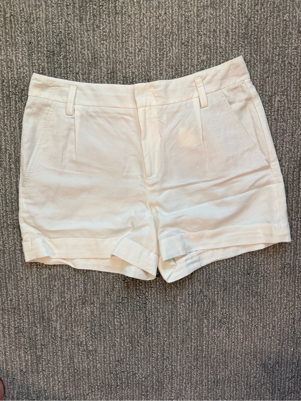 Vince Linen Lyocell Blend Tailored Shorts 12 Ivory White NWT